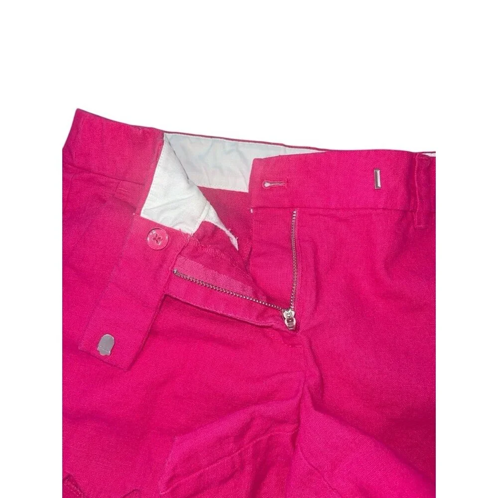 J CREW Women's Size 2 Scallop-Hem Shorts in Begonia Pink Linen Cotton Blend - Picture 7 of 9